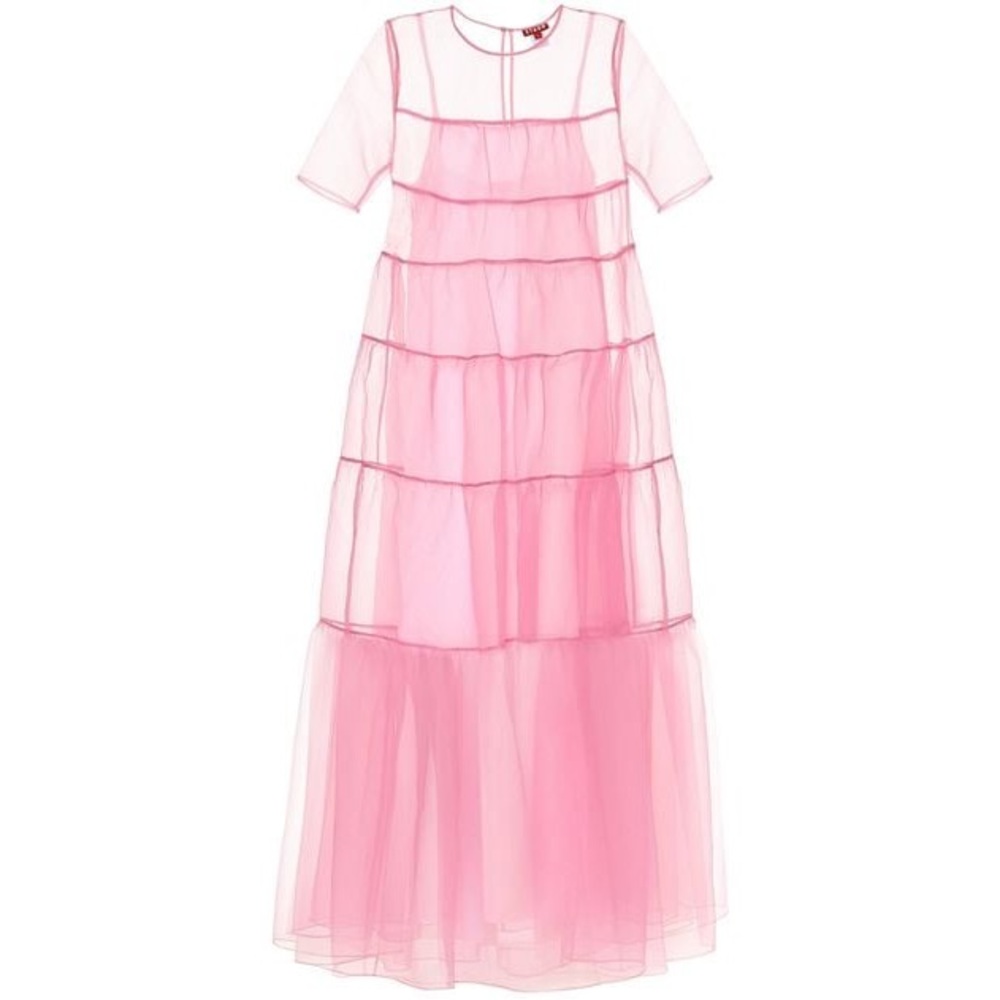 STAUD Hyacinth Crepe Organza Maxi in Pink - M